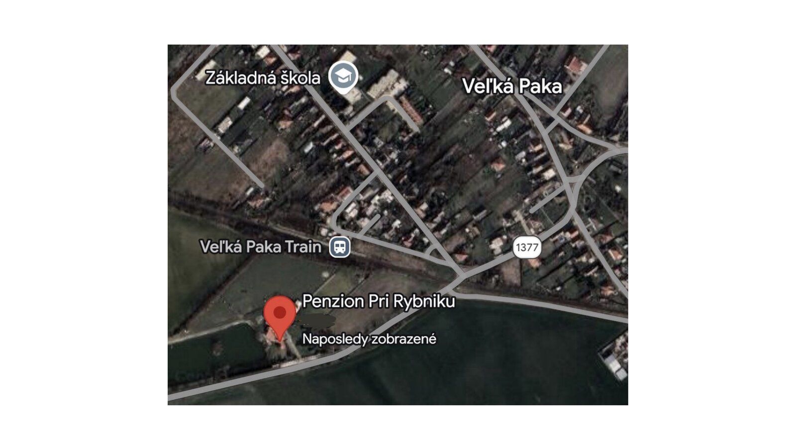 Mapa umiestnenia Penzióne pri rybníku vo Veľkej Pake